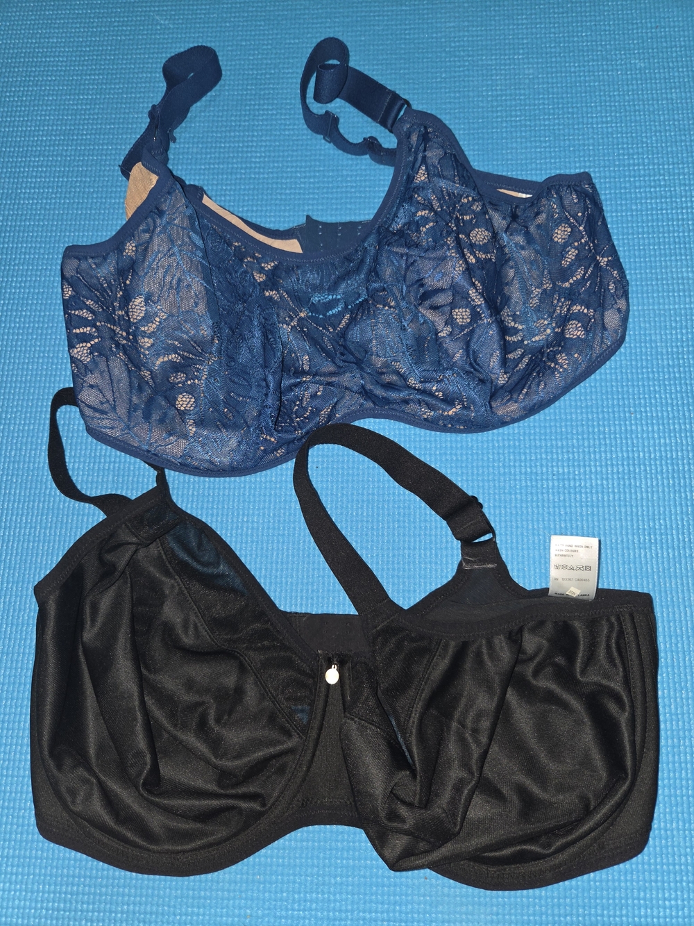 Elomi Navy Blue and Black Lace & Support Bras Duo